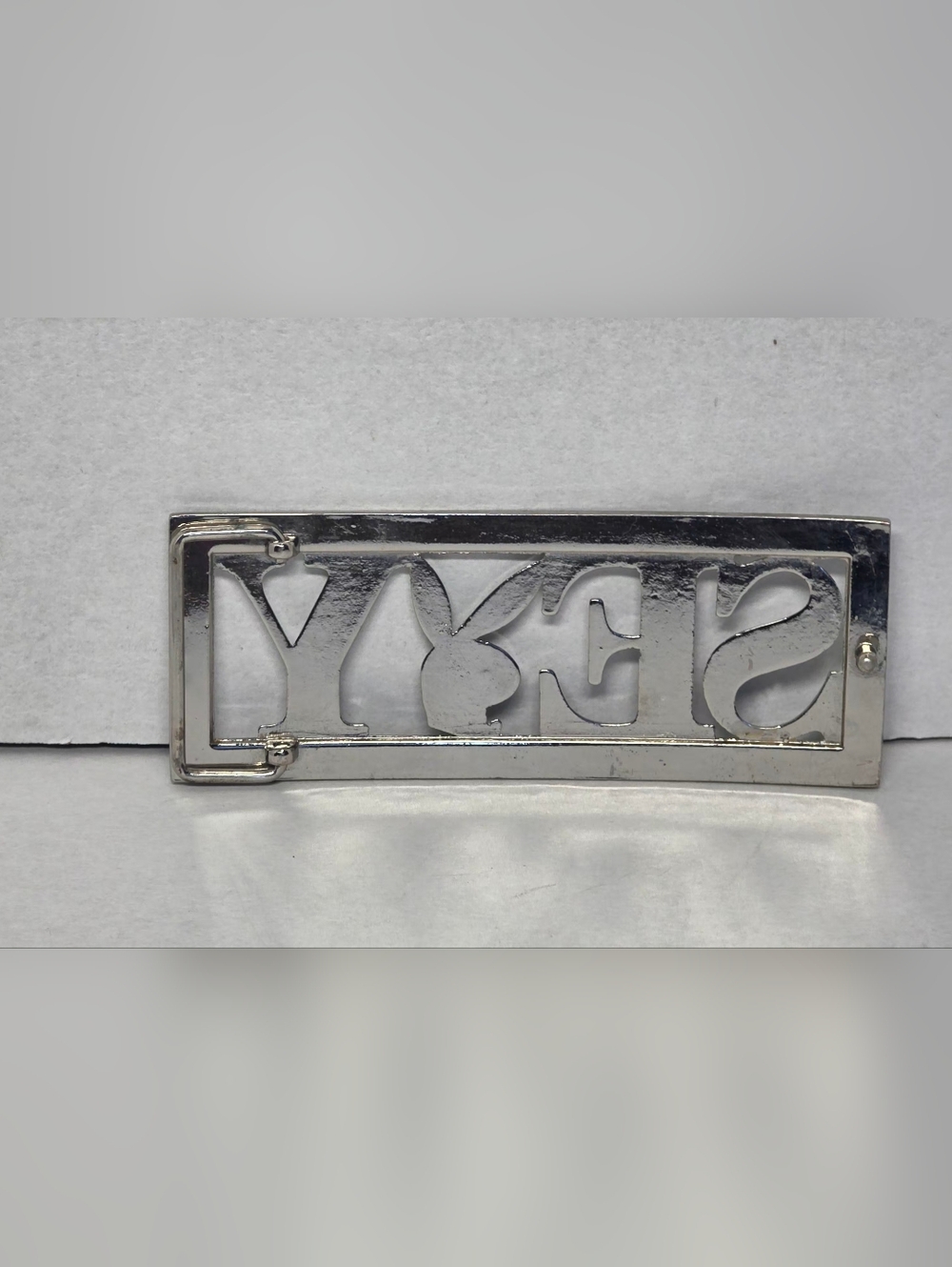 Vontage Y2K Playboy Bunny Sexy Belt Buckle Silver Colour Rhinestones - Picture 4 of 7
